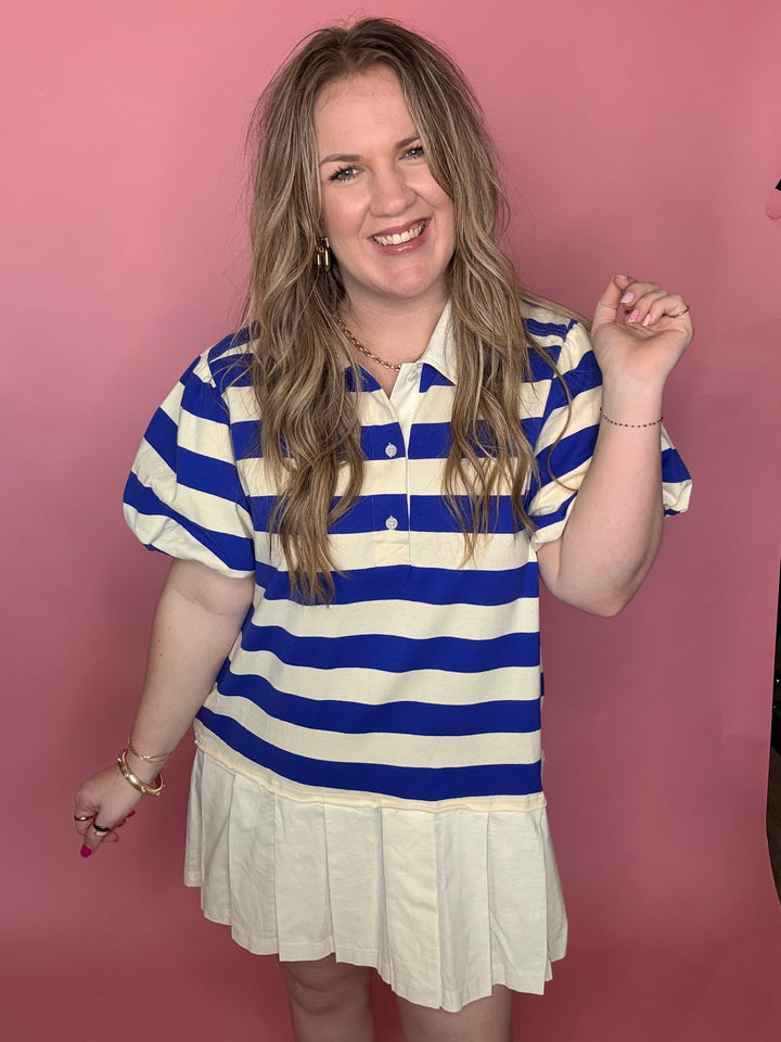 Blue Rugby Stripe Dress