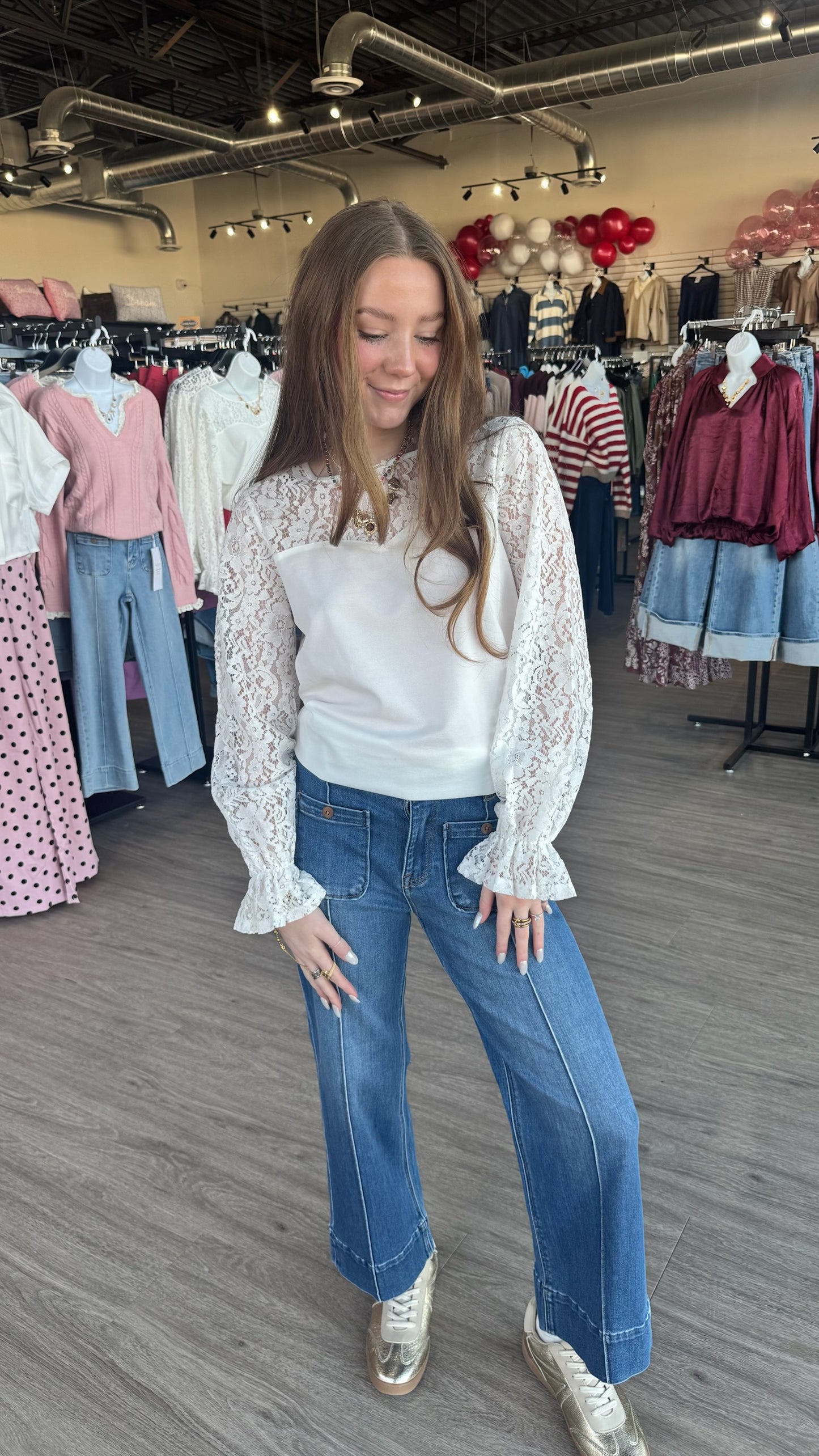 White Lace Peekaboo Top