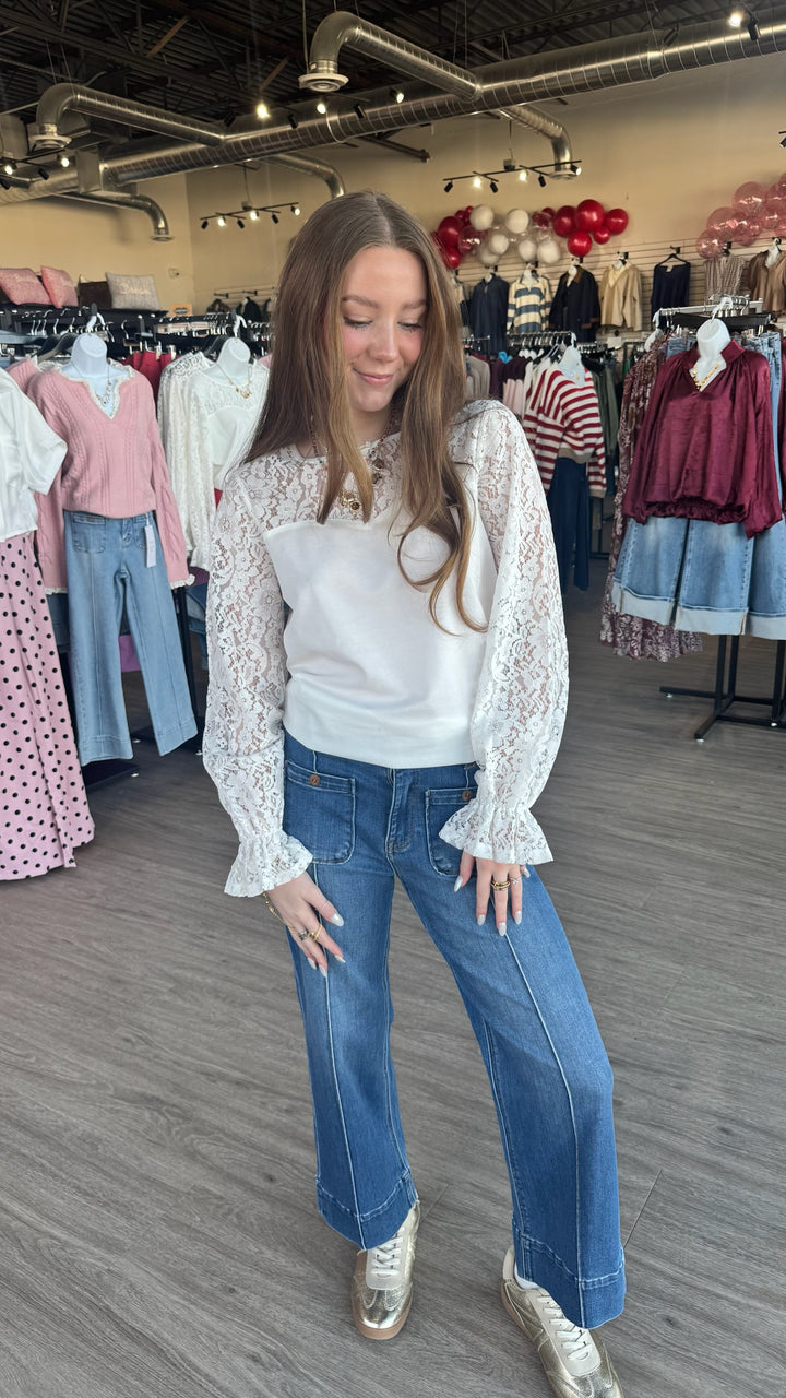 White Lace Peekaboo Top