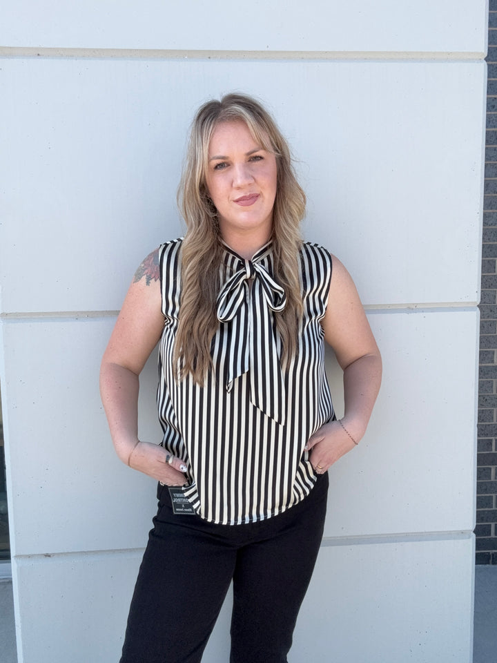 Black &amp; White Affair Tie Top