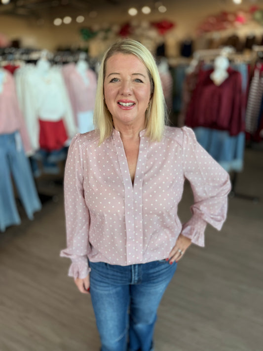 Blush Polka Dot Blouse