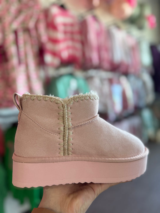 Pink Fleece Booties