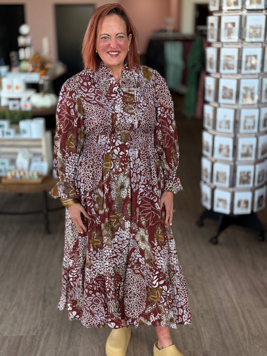 Merlot Boho Midi Dress