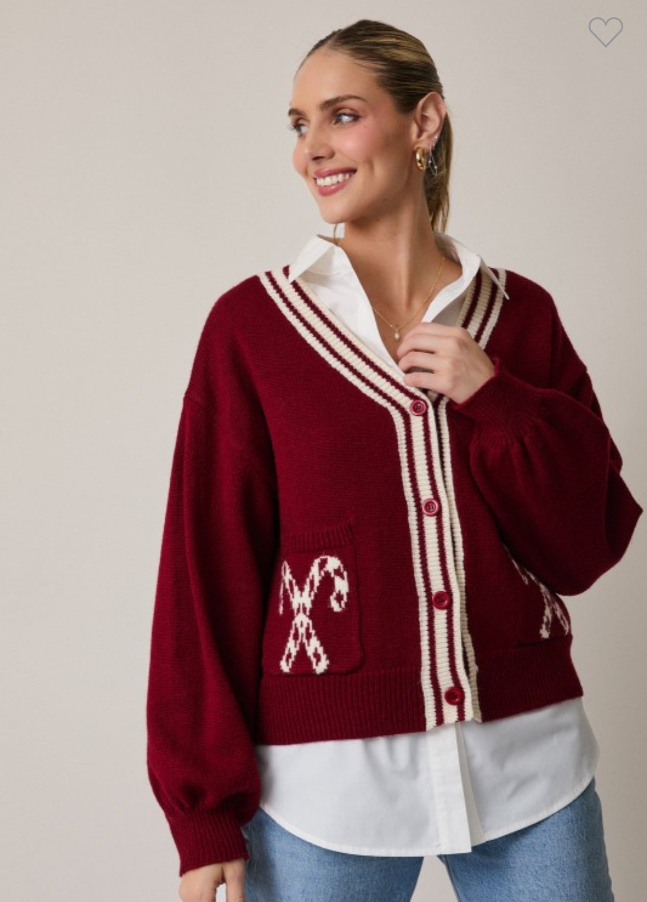 Candy Cane Red Cardigan