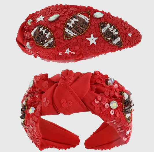Red Sequin Football Headband