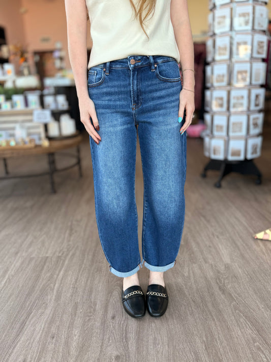 High Rise Crop Barrel Risen Jeans