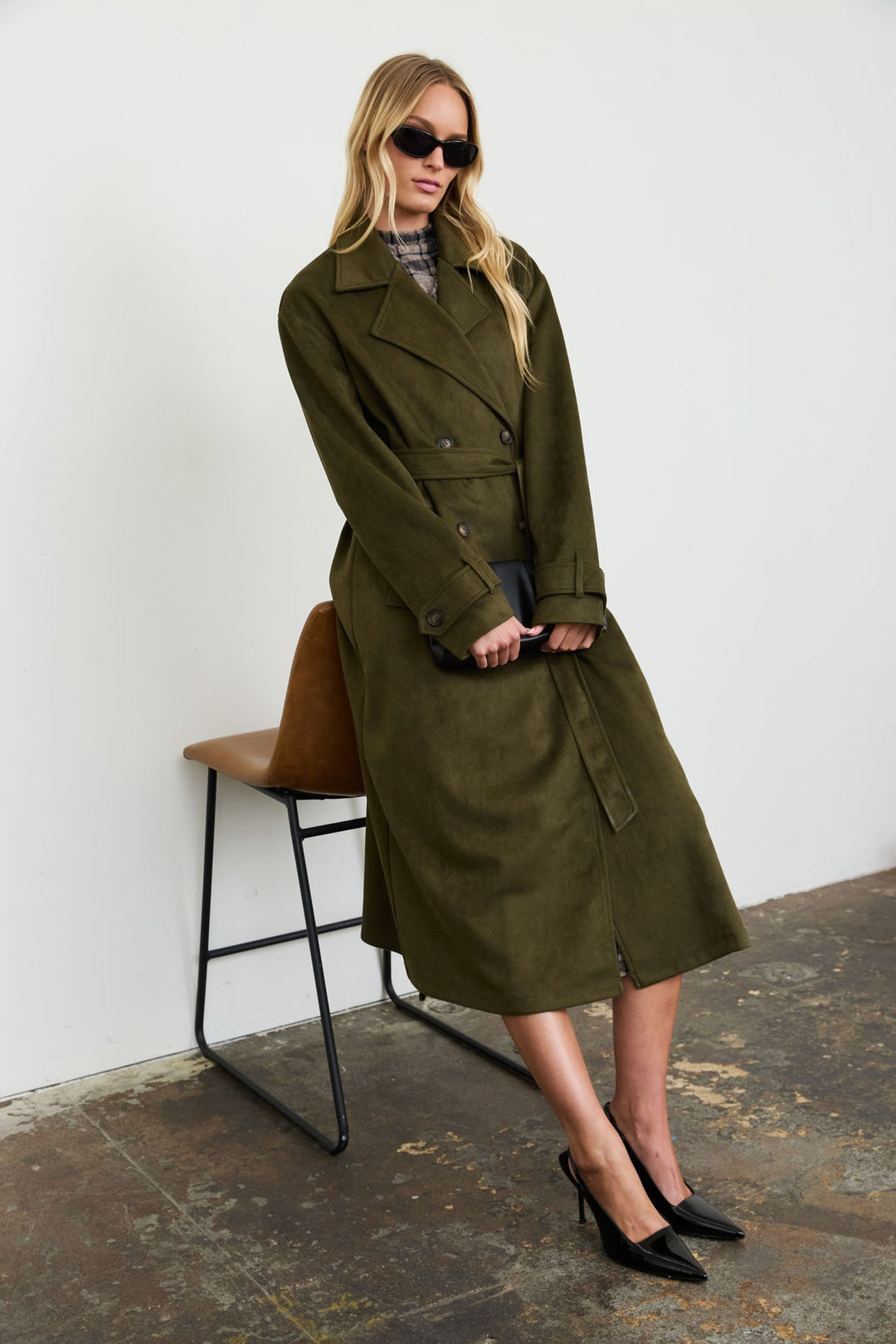 The Olive Avenue Faux Suede Trench