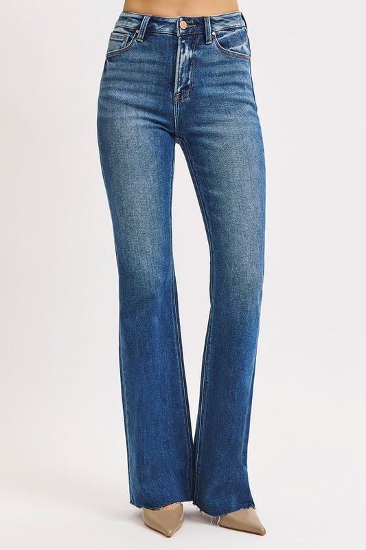 Dark High Rise Flare Risen Jeans
