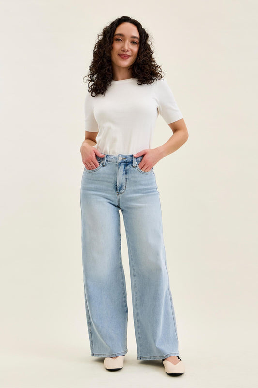 TC Light Wash Petite Wide Judy Blue Jeans