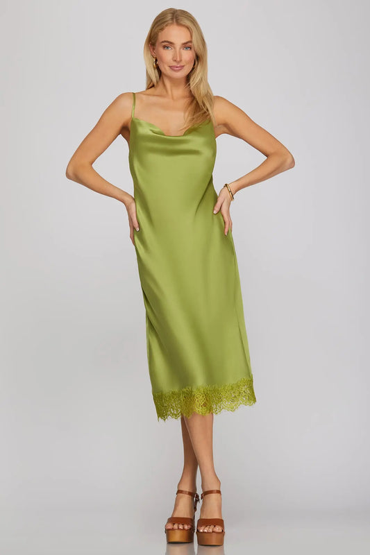 Chartreuse Silk Lace Dtess