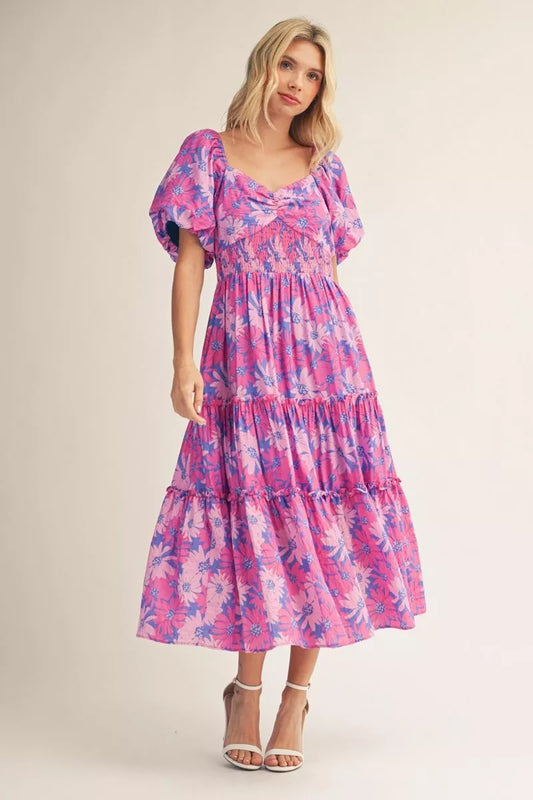 Cotton Candy Floral Midi Dress