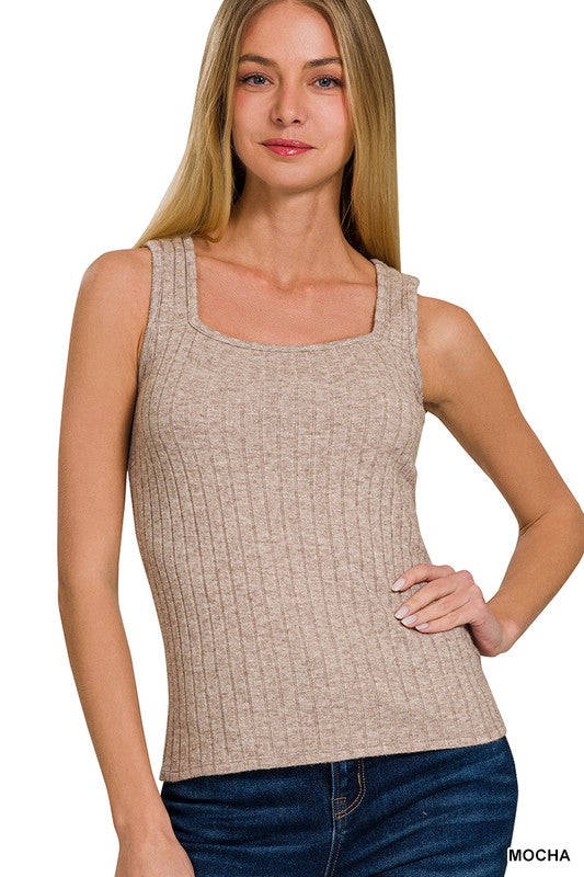 Ribbed Square Neck Tank (4 colors)