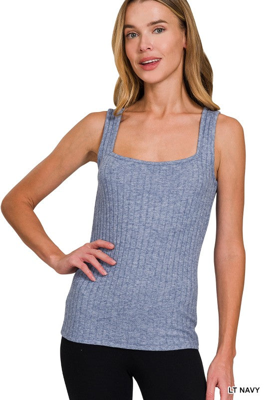 Ribbed Square Neck Tank (4 colors)