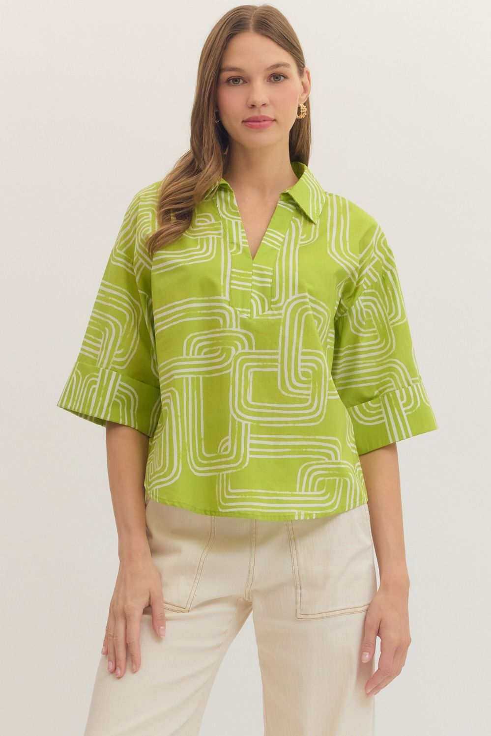 Chartreuse Linked Blouse