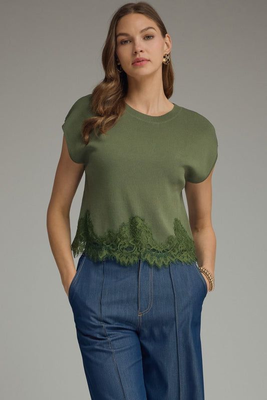 Laced Down Olive Top
