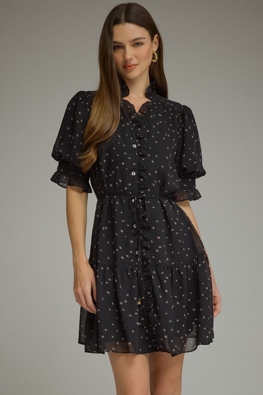 Black Ruffle Dot Dress