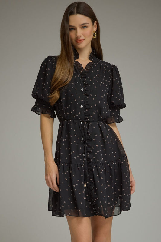 Black Ruffle Dot Dress