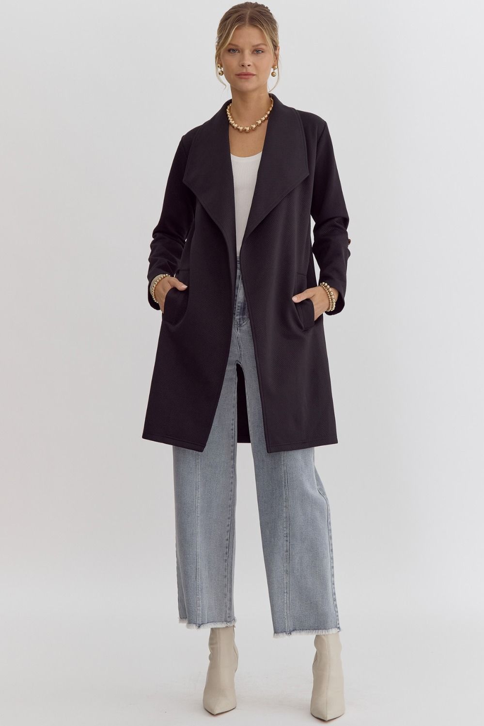 Long Textured Black Jacket