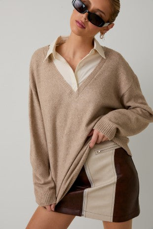 Oatmeal Sweater with Collar