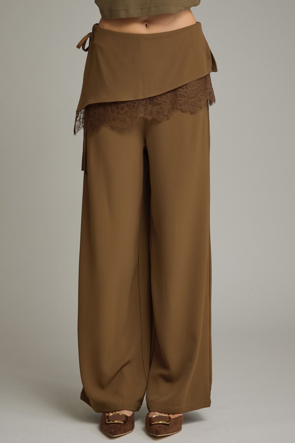 Laced in Mocha Wide Leg Pants