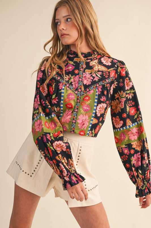 Bohemian Border Flower Top