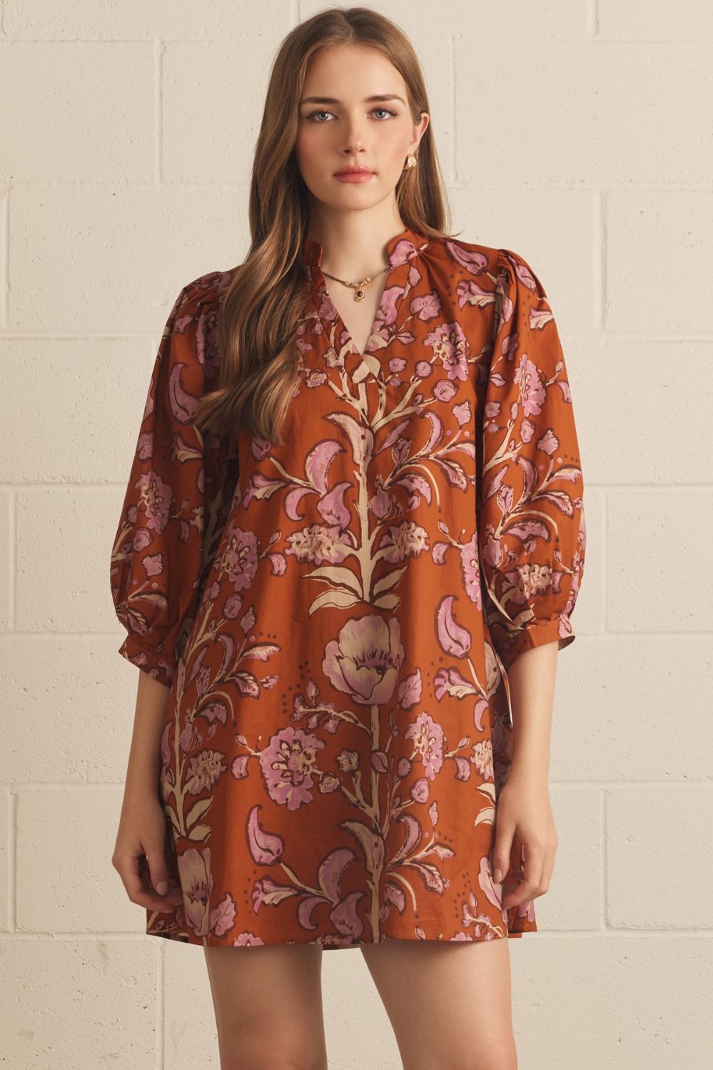 Painted Garden Dress | Rust