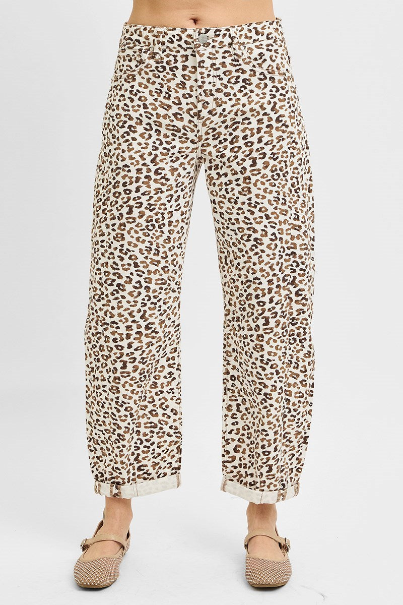 Leopard Cuffed Risen Jeans