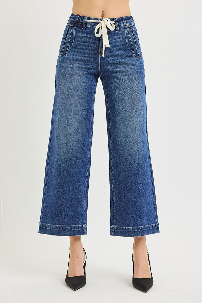 High Rise Wide Risen Jeans w/Tie