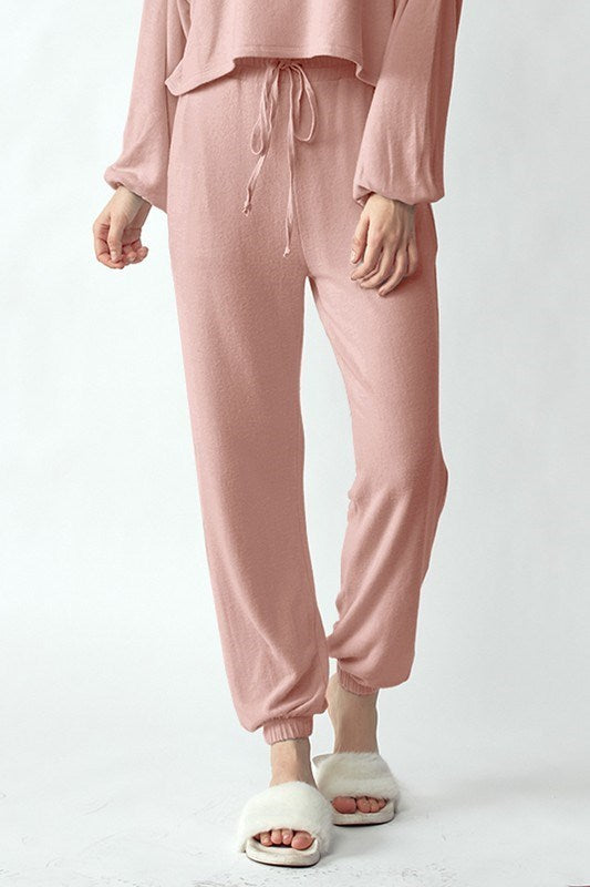Blush Soft Knit Lounge Risen Joggers