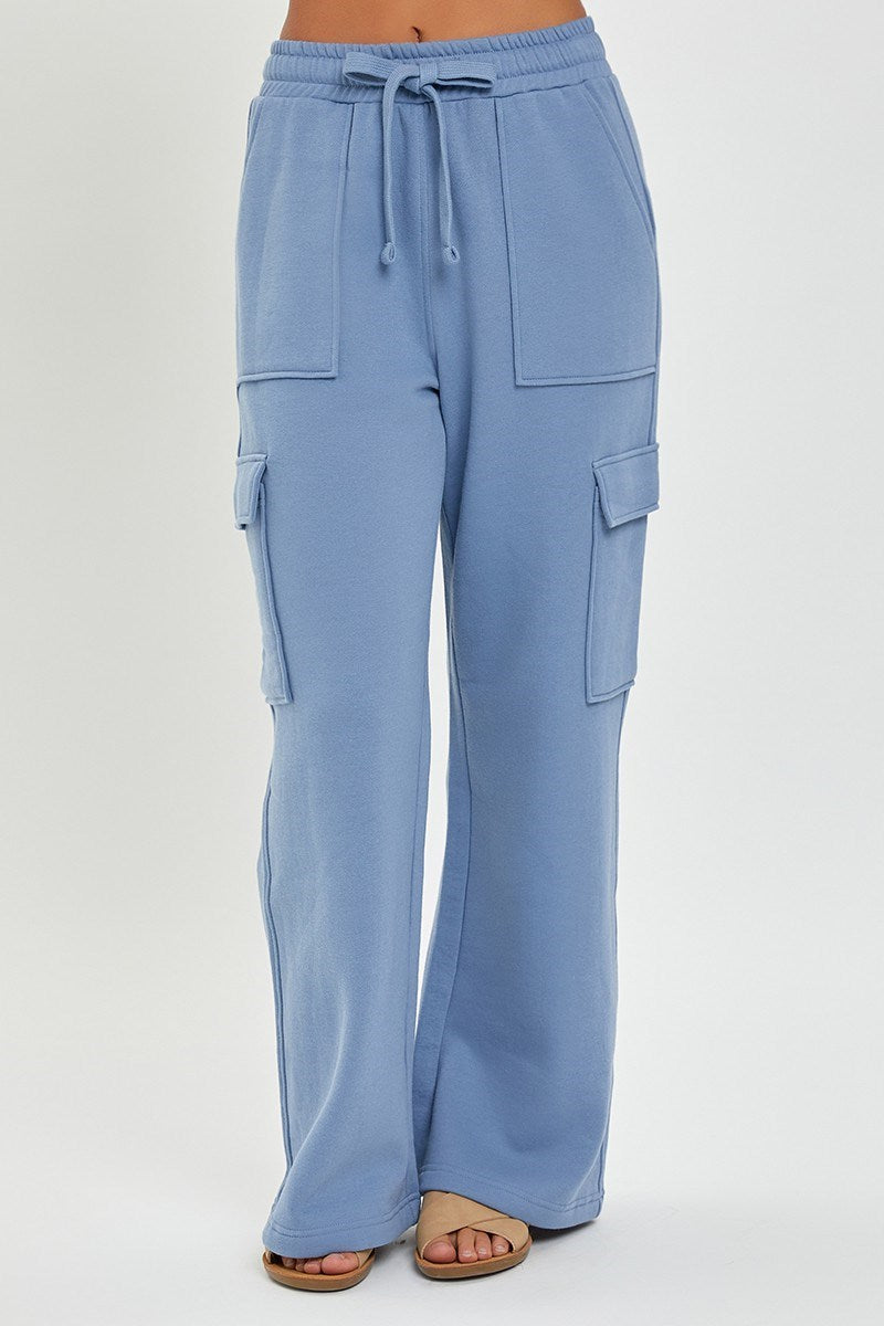Blue Cargo Pocket Risen Sweatpants