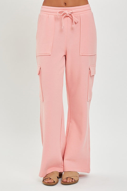Blush Cargo Pocket Risen Sweatpants