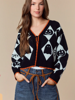 Halloween Cropped Cardigan