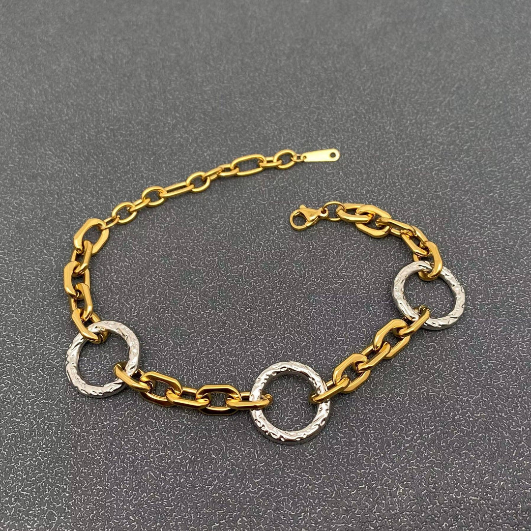 Two Tone Ring Linked Bracelet