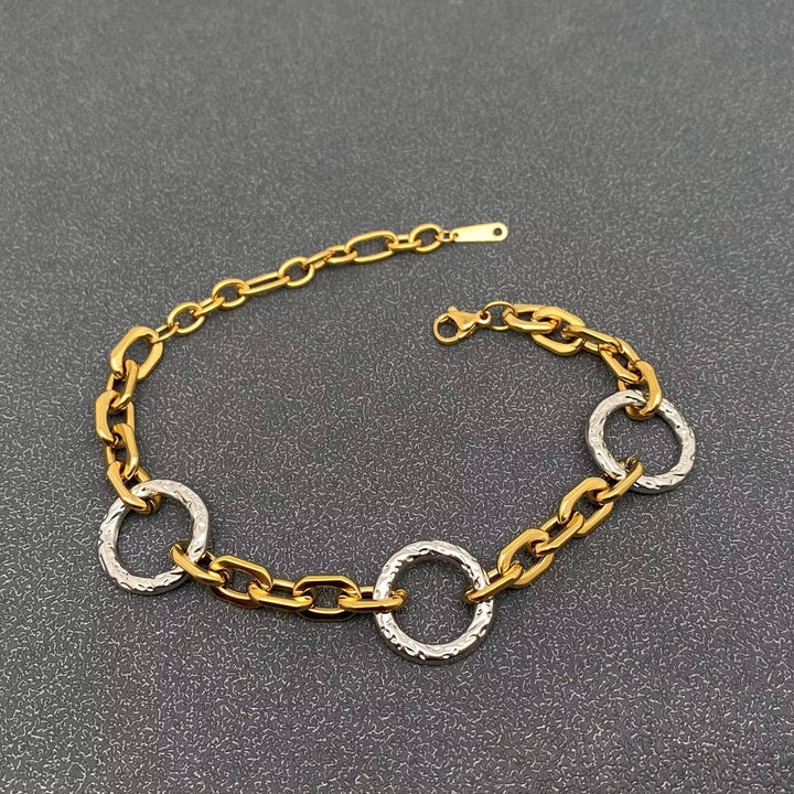 Two Tone Ring Linked Bracelet