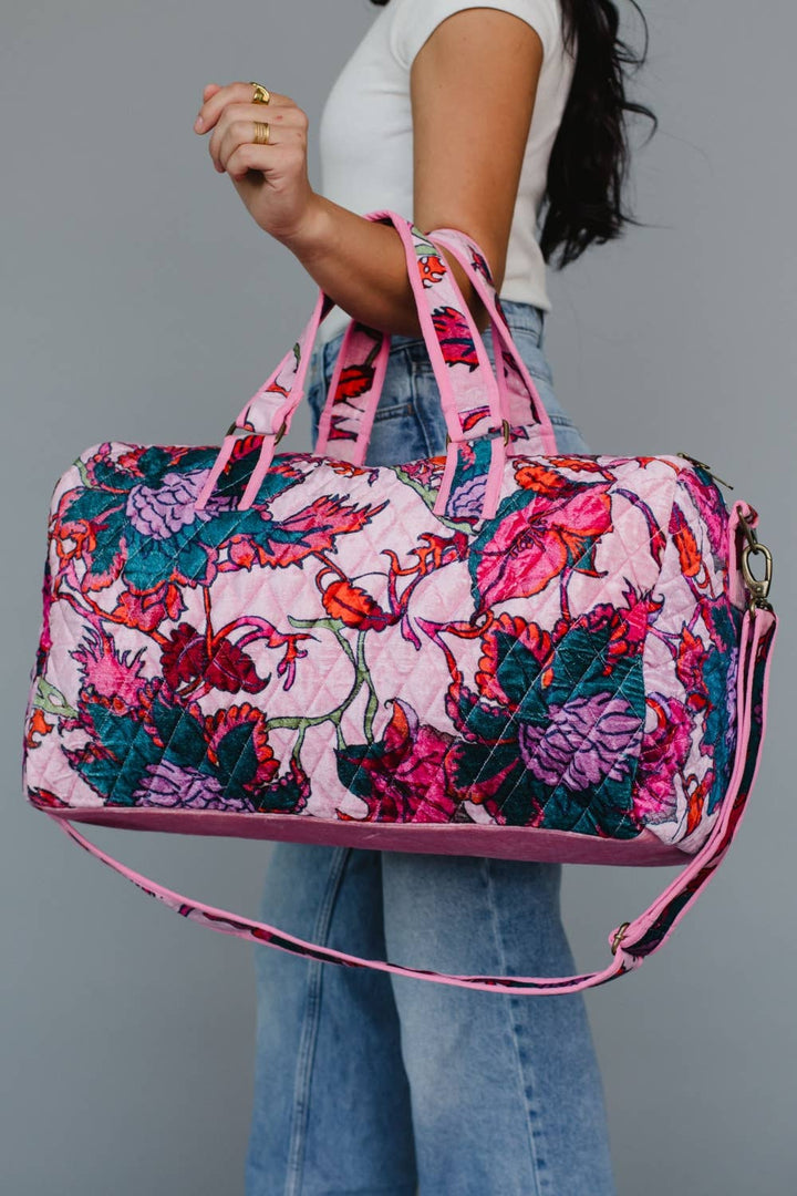 Lt. Pink &amp; Multicolored Floral Duffel