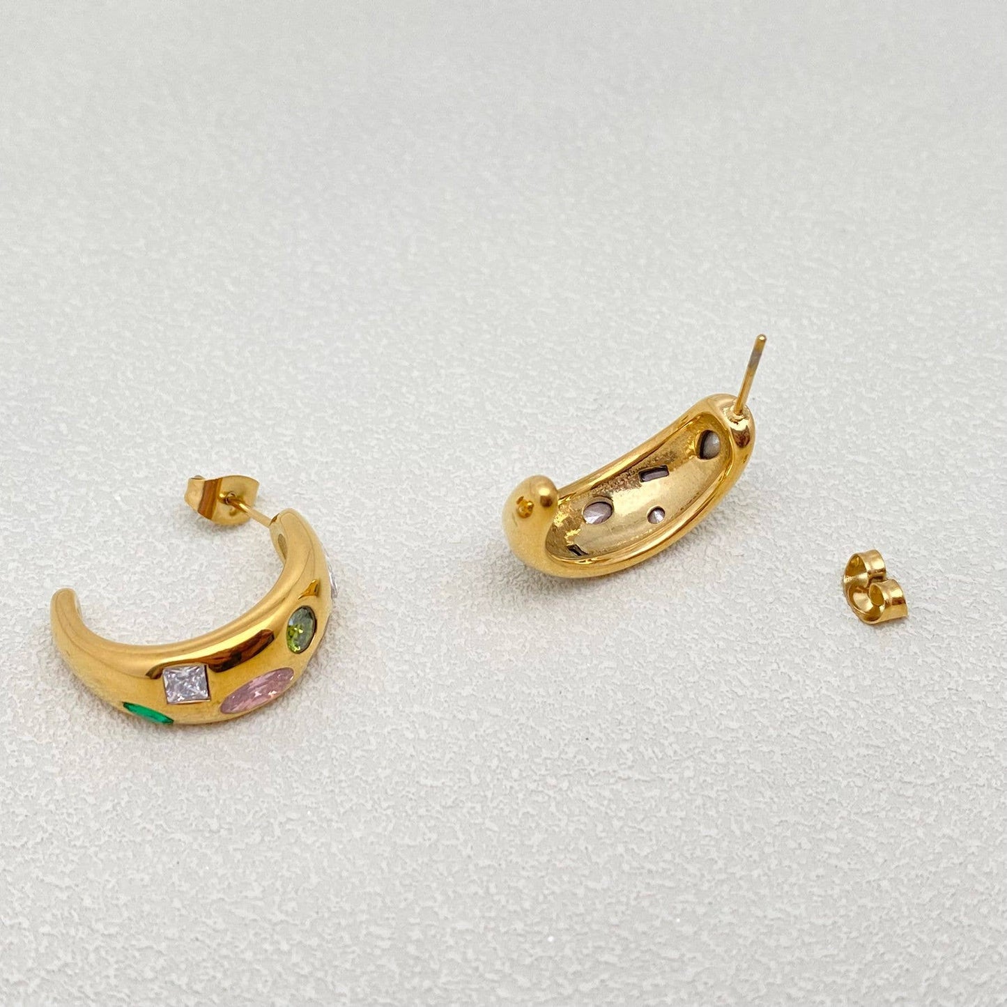 Bejeweled Gold C-Earrings