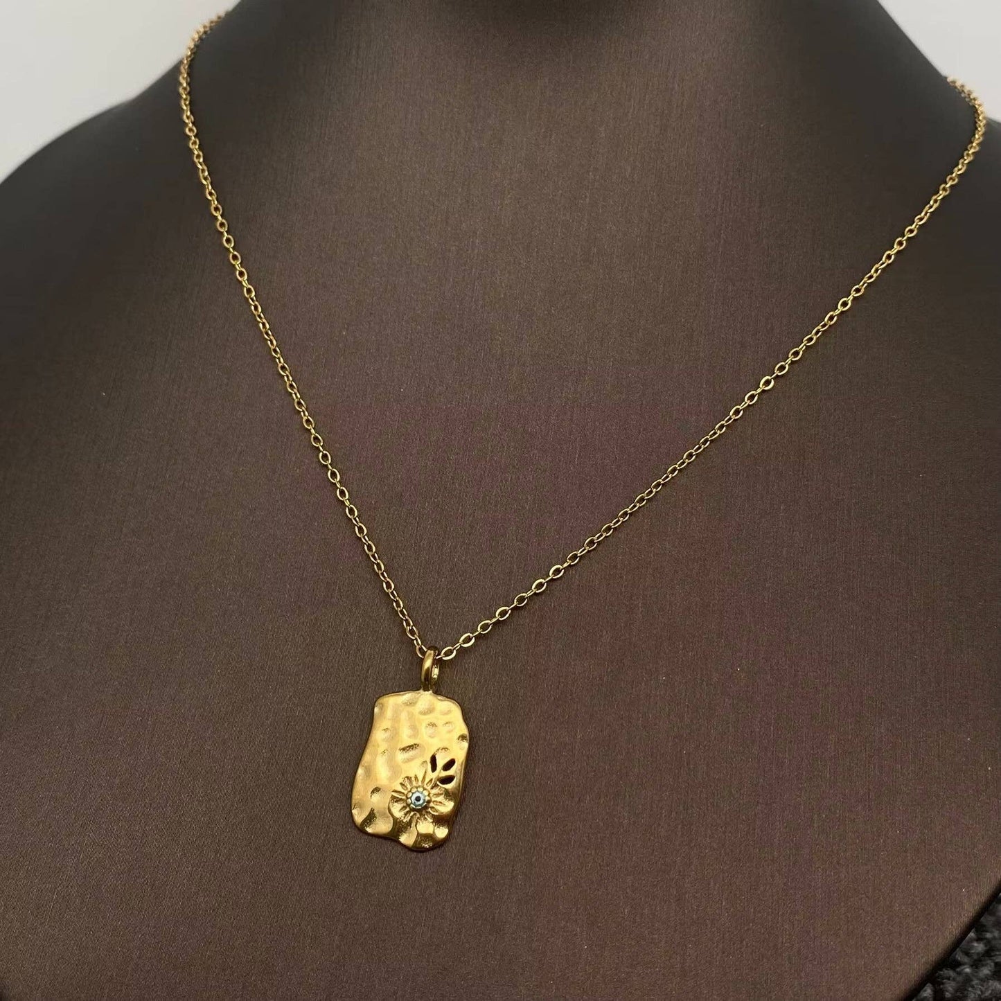 Enamel Evil Eyes Charm18K Gold Plated Necklace