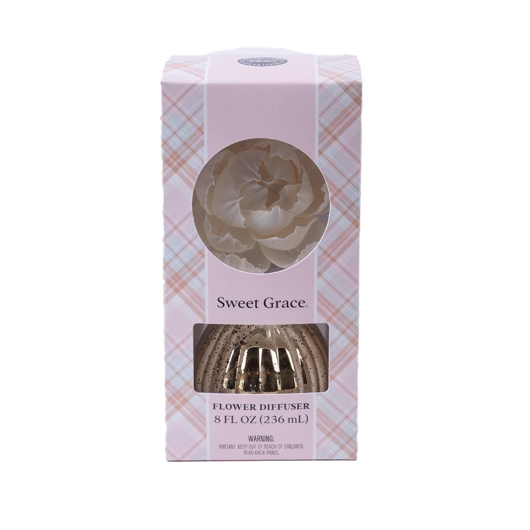 Sweet Grace Plaid Flower Diffuser | Metallic Vessel