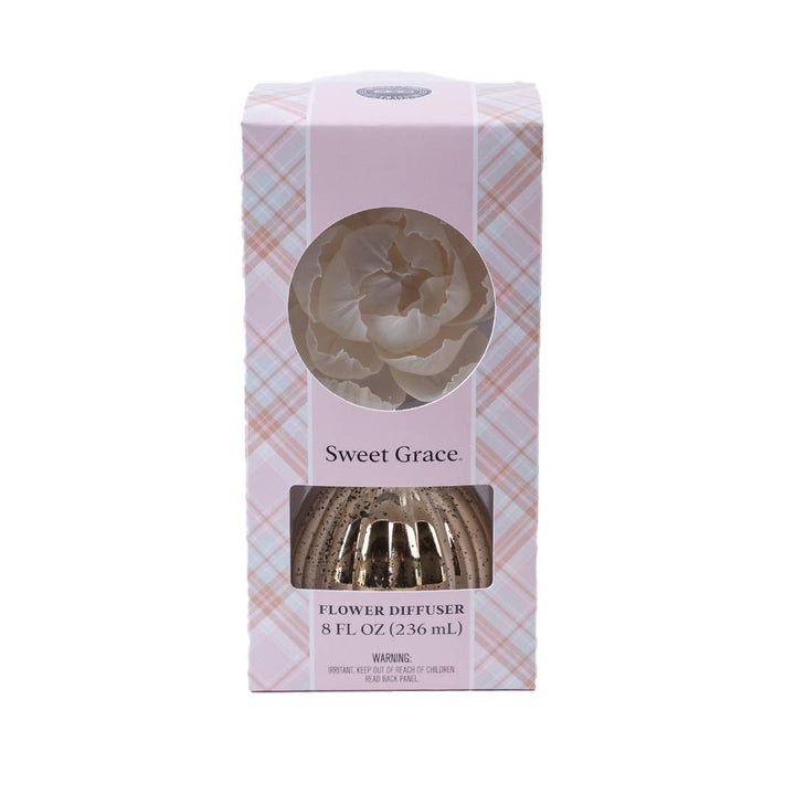 Sweet Grace Plaid Flower Diffuser | Metallic Vessel