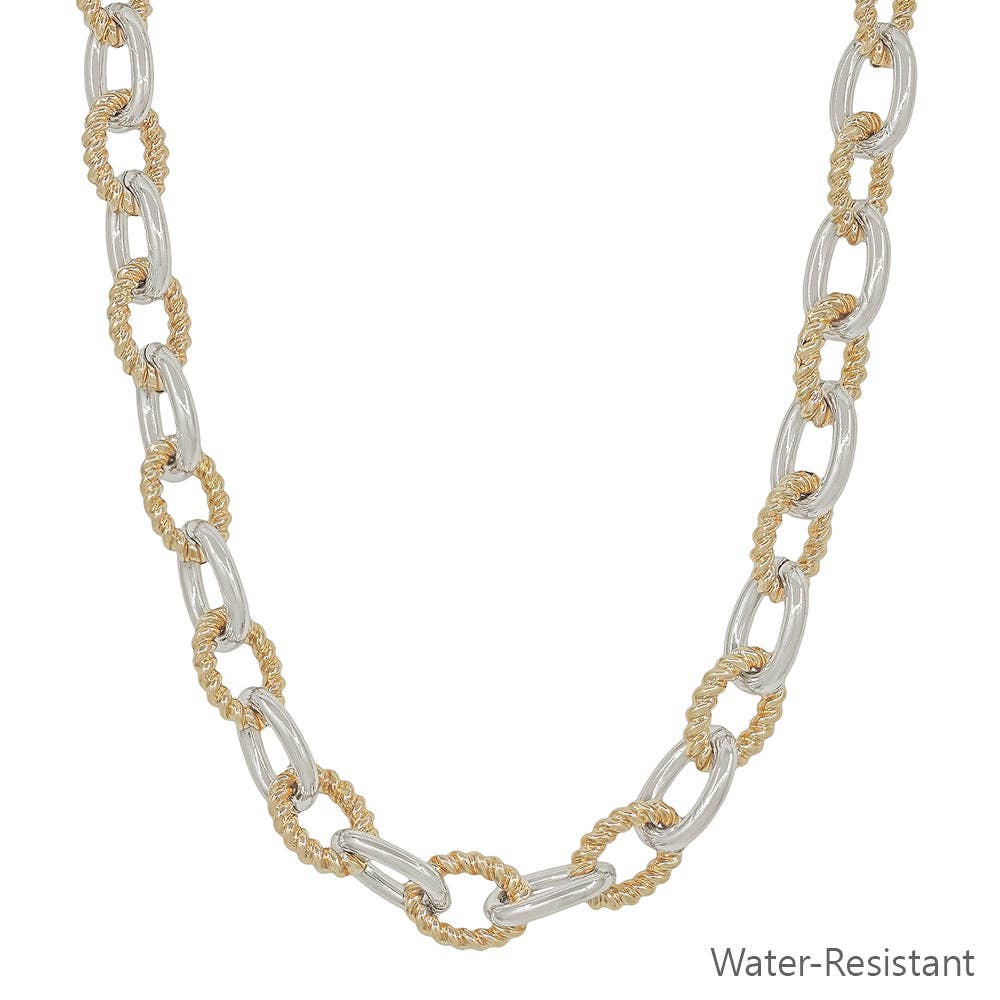 Water Resistant Gold and Silver Chunky Chain Necklace