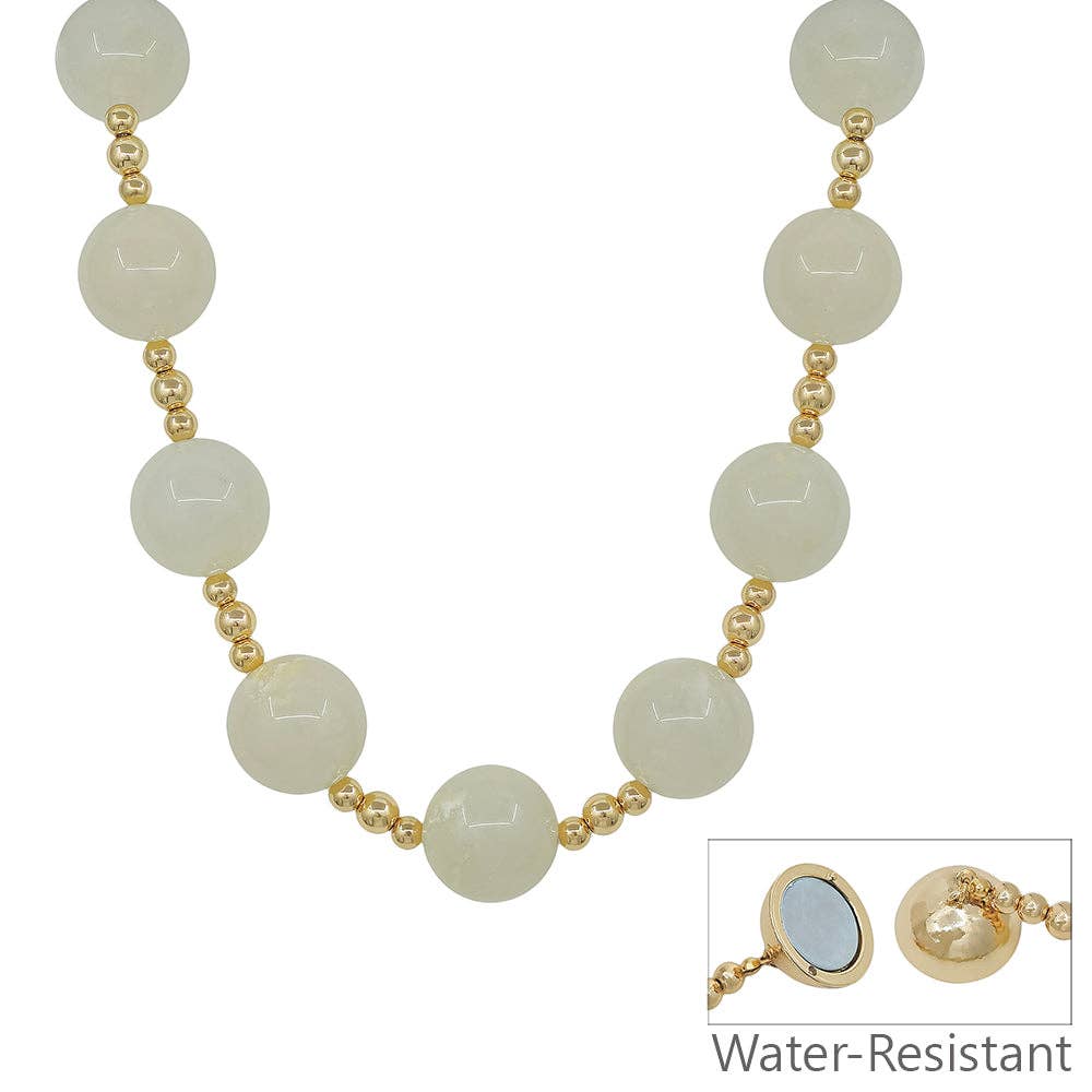Water Resistant Large White Beaded Necklace