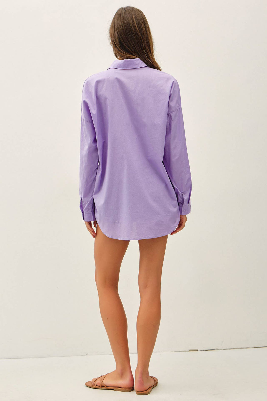 CRISP OVERSIZED BASIC COTTON SHIRT-DENIM: DENIM / SM