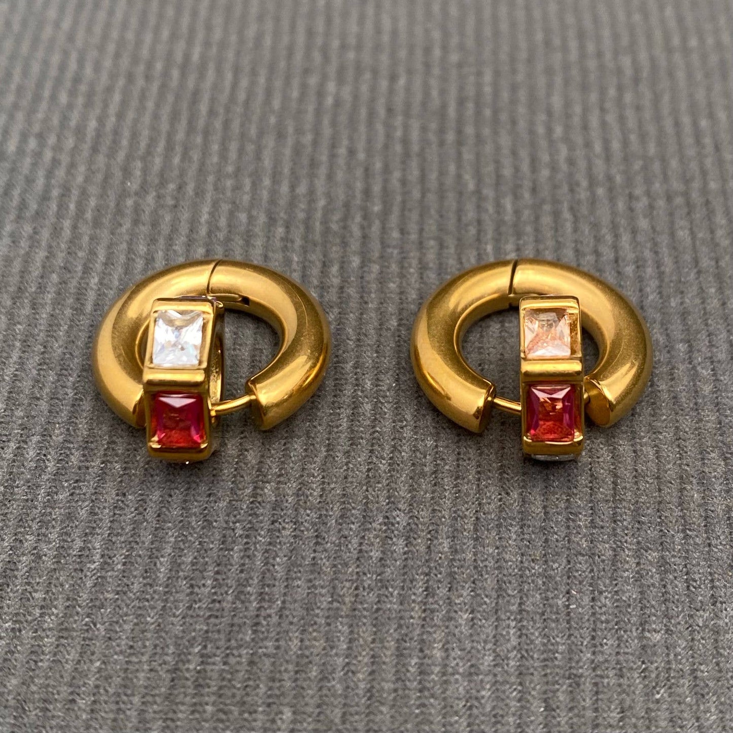 Bedazzled Bolt 18K Huggie Earrings