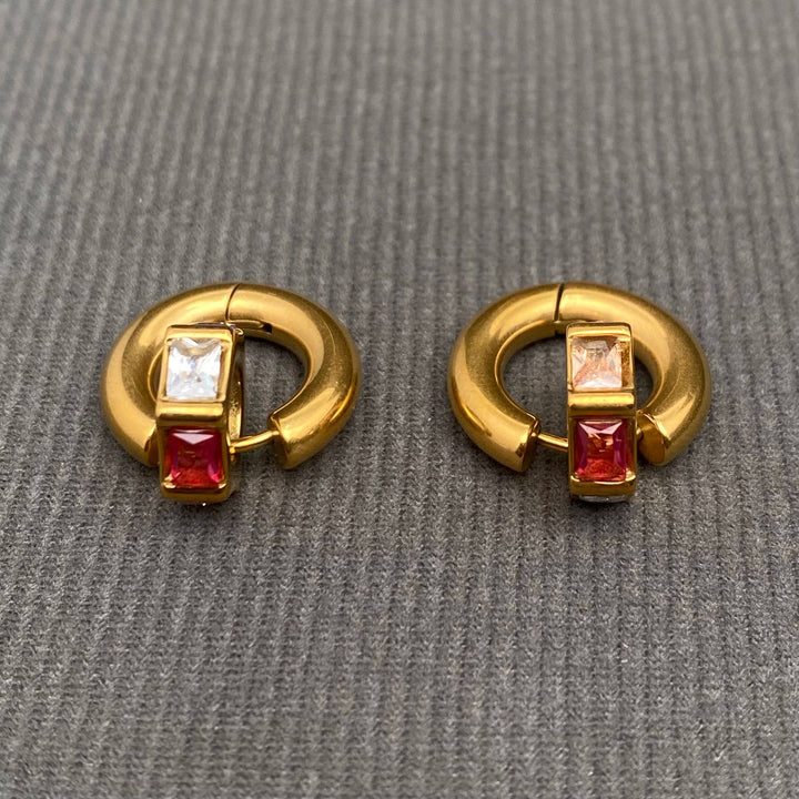 Bedazzled Bolt 18K Huggie Earrings
