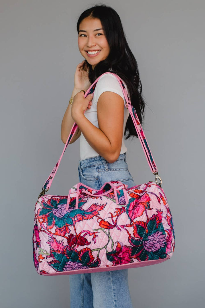 Lt. Pink &amp; Multicolored Floral Duffel