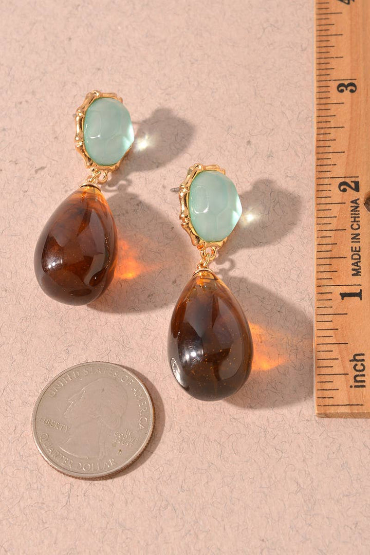 Brown &amp; Turq Teardrop Earrings