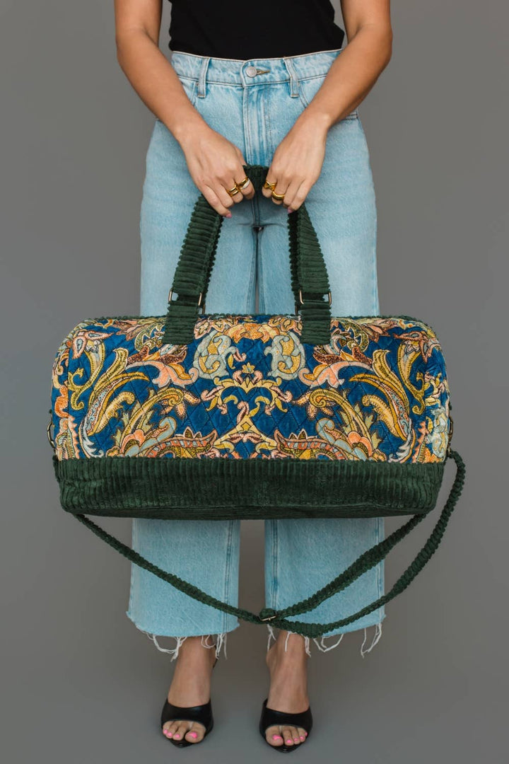 Green &amp; Multicolored Patterned Duffel