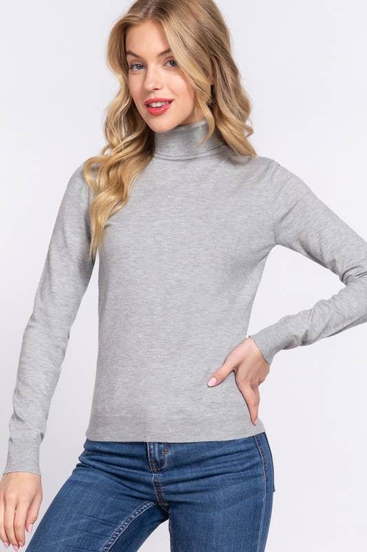 Grey Turtle Neck Basic Top
