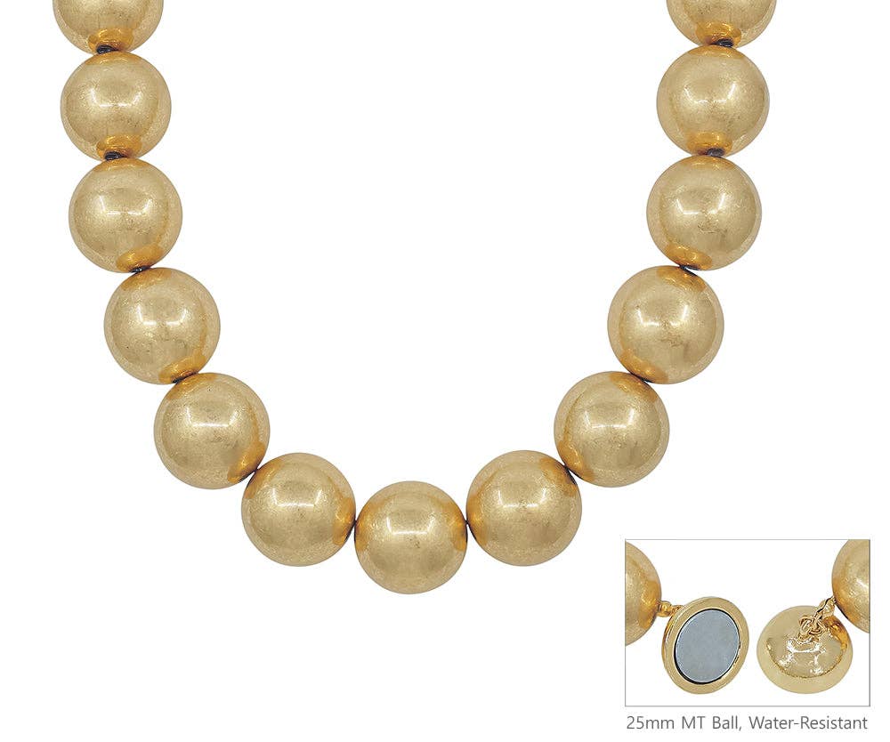 WR Worn Large Gold Beaded Necklace