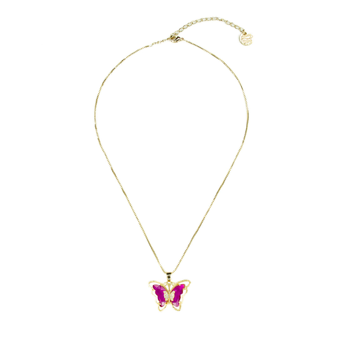 Fuchsia Butterfly Necklace
